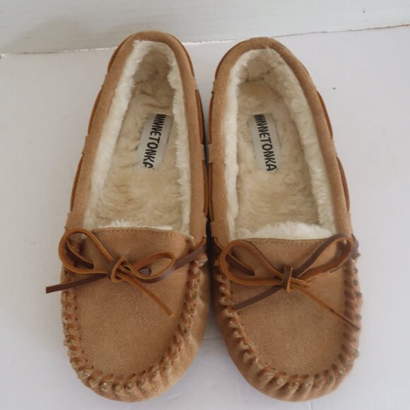 (flaw) Minnetonka Cally Moccasin Slipper Size 7 Color Cinnamon - Picture 4 of 13